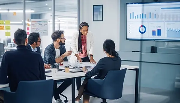 Woman leading work group